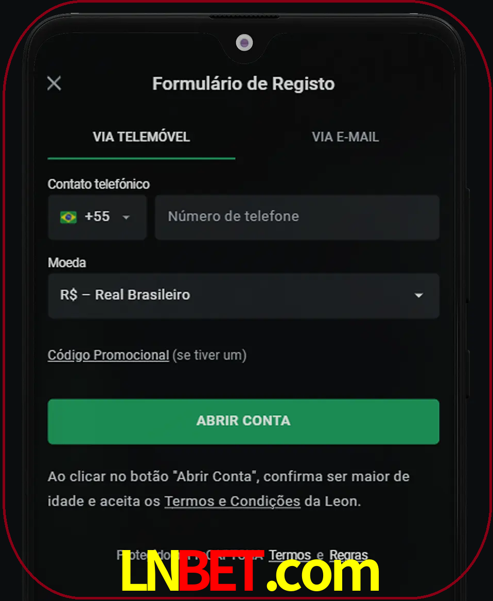 Abra o aplicativo e inicie o processo de registro.